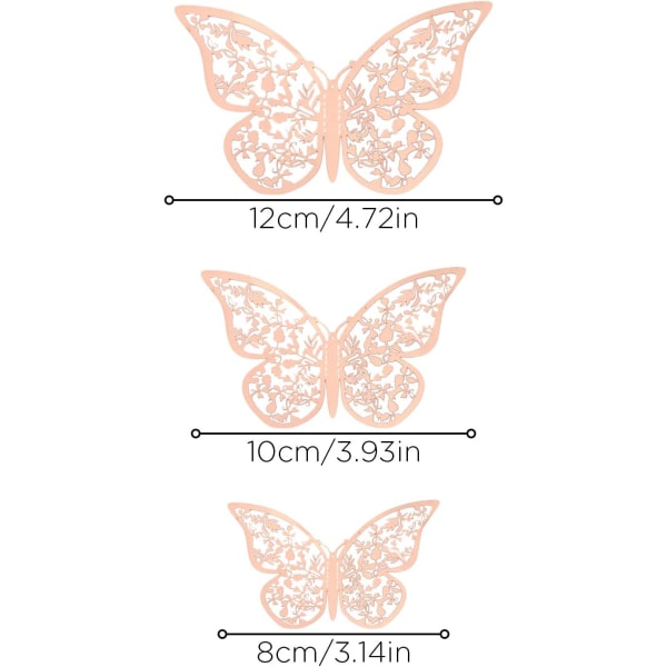 24st 3d Butterfly Stickers 3 storlekar Väggdekor Sovrumsväggdekor