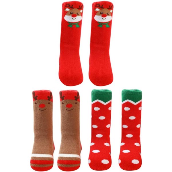 3 Pairs Baby Christmas Stockings Winter Thickened Warm Socks Soft