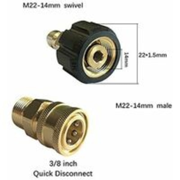 Trykvaske Hurtigkobling 3/8\" Konnektor M22 Han Hun Fitting