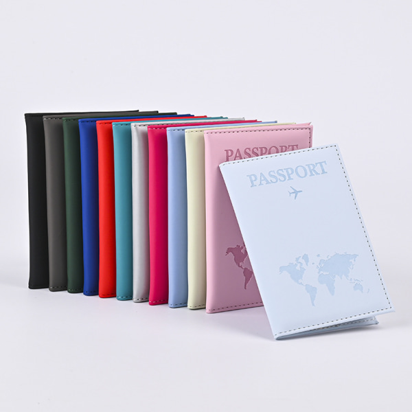 Silvergrå, PU matt karta passväska, passhållare, pass
