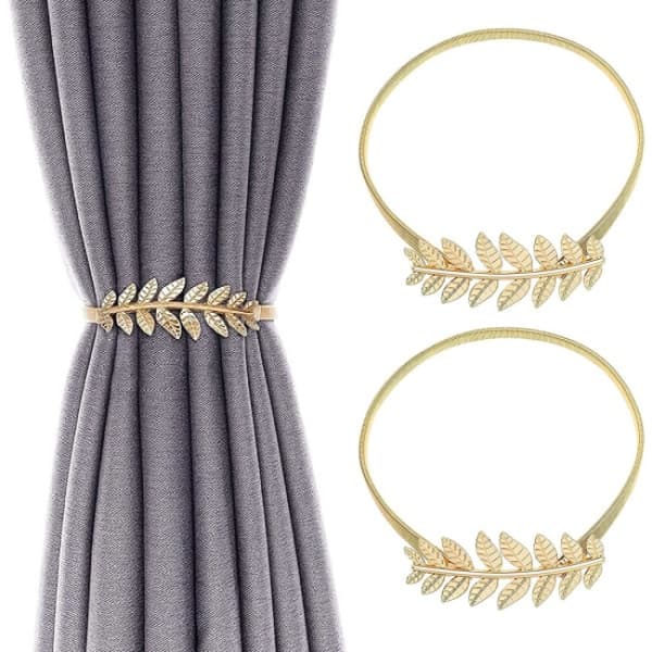 2 st Curtain Tiebacks i Guldbladsform, Minimalistisk Gardin