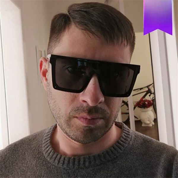Uusi tyyli aurinkolasit neliömäinen suurikokoinen ylellinen musta