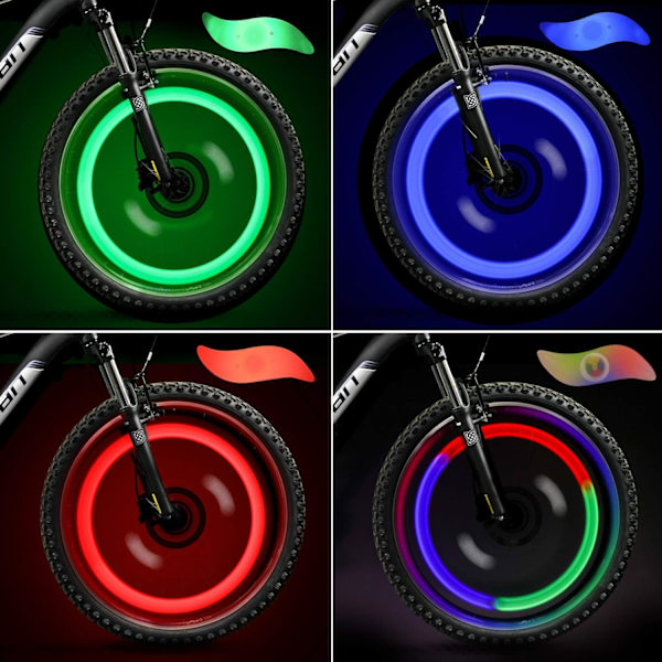 LED-hjulbelysning (röd+grön+blå+flerfärgad) Set om 4, cykelhjul