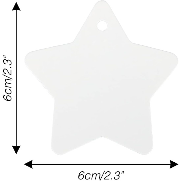 100 stk Kraftpapir gaveetiketter stjerneform 6cm for jul/bryllup