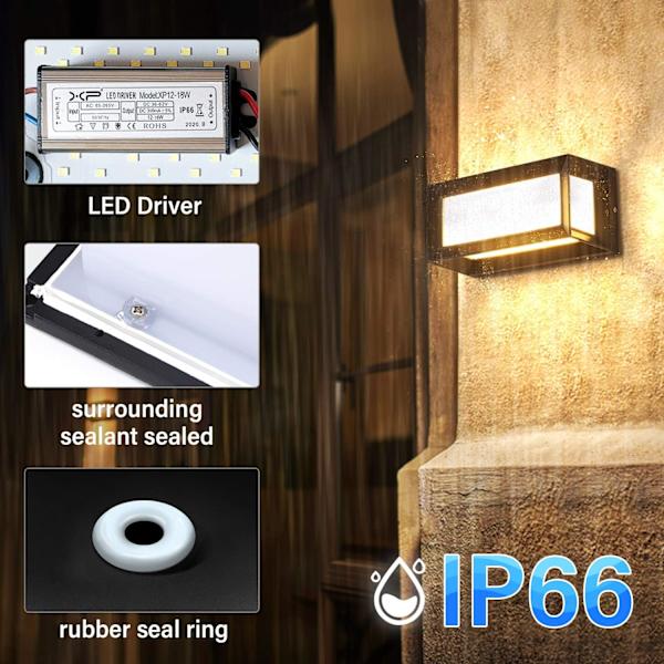 Seinän ulkovalaisin 18W moderni LED vedenpitävä IP66 alumiinikoriste