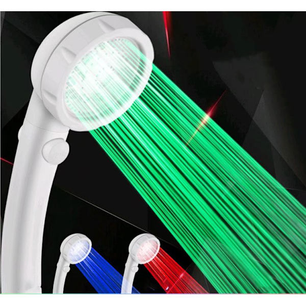 LED Negativ Jon Spa Dusch Ljus Duschmunstycke Vattenbesparande Pre
