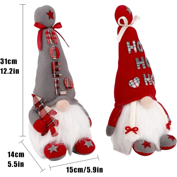 Christmas Gnomes Plysjdukke 2 stk, ansiktsløs dukke med lange ben K