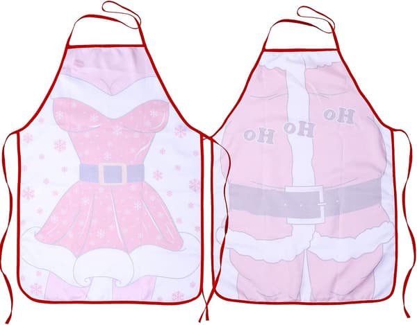 2 stk. Røde Juleforklæder, Anime Kok Forklæde Koner Sjov