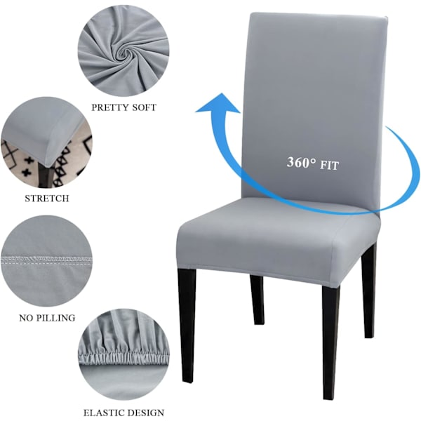 Stretch Stolsöverdrag Set om 6 Universal Tvättbar Modern Mat