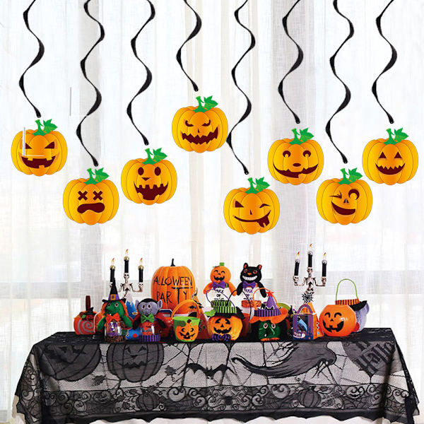 8 stk. græskar hængende hvirvel dekoration, loft hvirvel Halloween del