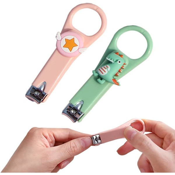 Mininagelklippare för barn, （Grön, Rosa） 2 st nagelklippare, Pr