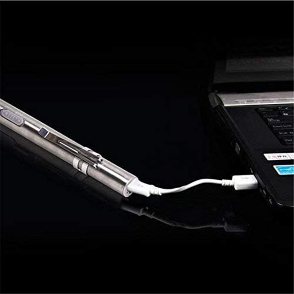 3 stk. Mini USB Genopladelige LED Lommelygter Rustfrit Stål USB