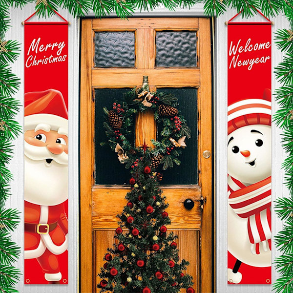 Jul Veranda Dekorationer Utomhus Dörrbanderoll Xmas Dekor Set Fr
