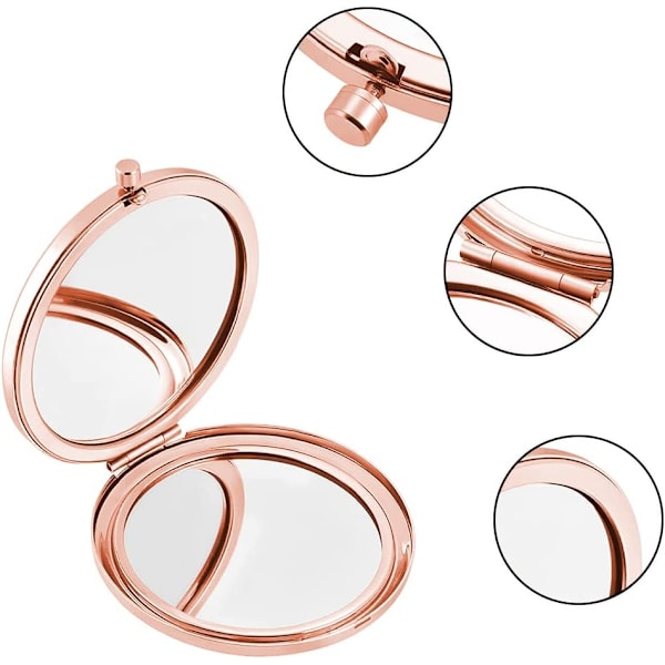 (rose gold) folde spejl lomme - rund dobbelt spejl - normal