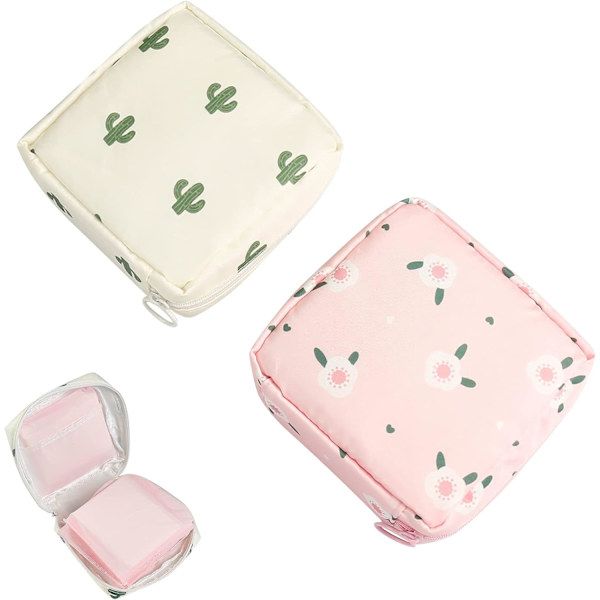 14*13*3cm,（rosa krabbaäppelsblomma）2 st, förvaringspåse för sanitetsbindor