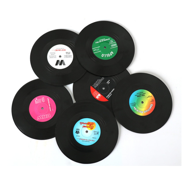 6 Vinylunderlägg med Retro CD-skiva, Underlägg, Underlägg, Re