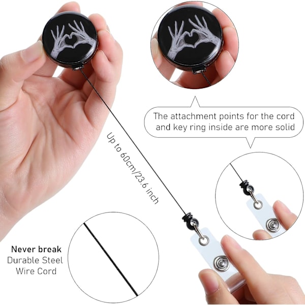 3 stk. X-Ray Badge Reel Retractable Hands X-Ray Heart Nurse Nam