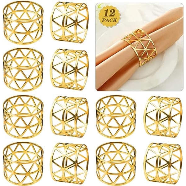 12 Pieces Metal Napkin Rings,Hollow Round Napkin Rings,for Dining