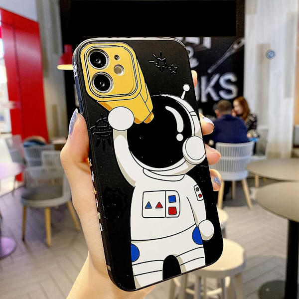Sött fodral till iPhone 14, tecknad cool astronaut rymd snygg design