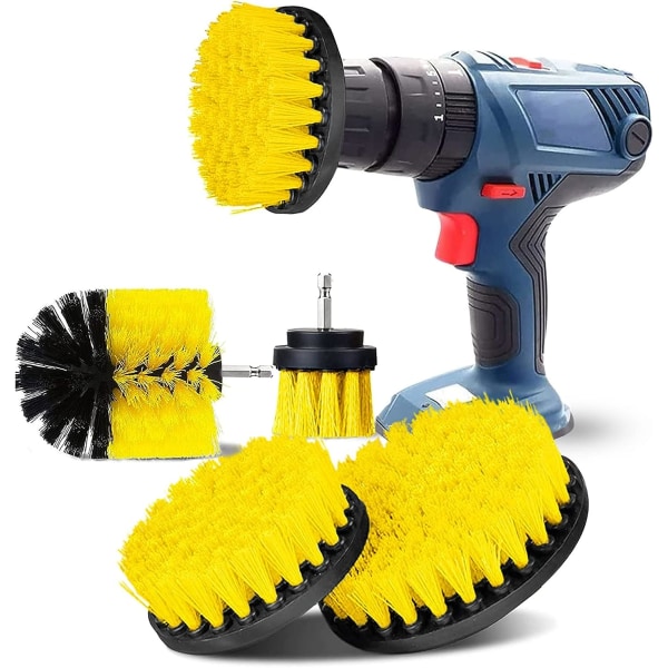 (Gul) 4 stk. Drill Cleaning Brush, Brush for Drill Car Tile(Borr ingår ej)