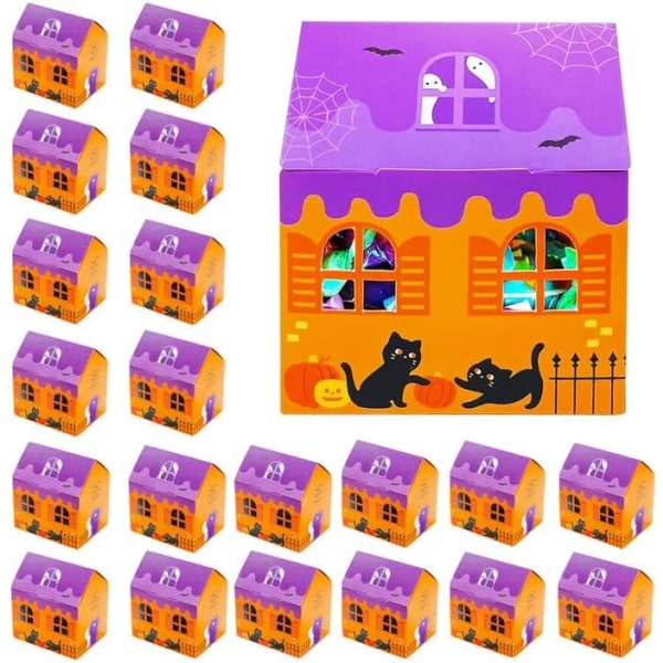 25pcs Halloween Ideas House Gift Box, Trick Or Treat Candy Box, H