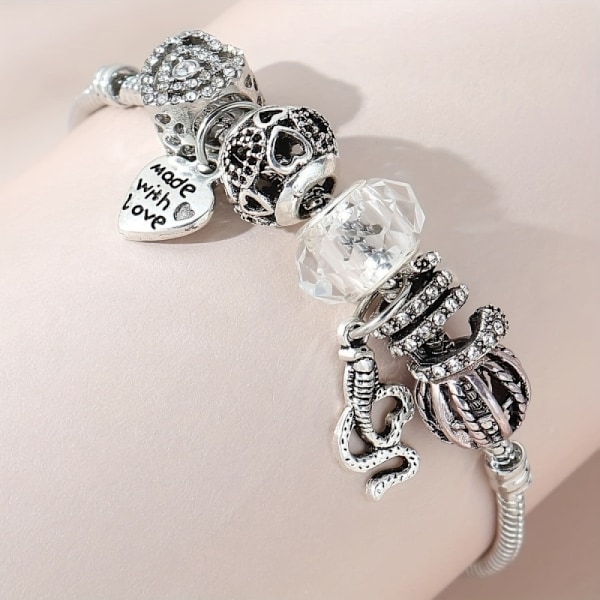 Stilful hjerteformet damearmbånd rhinsten slange charme copp