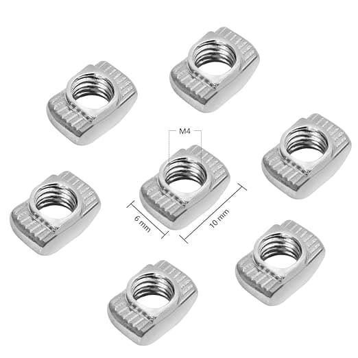 50 stk (10 x 6 mm) T-mutter M4 fin gjenger