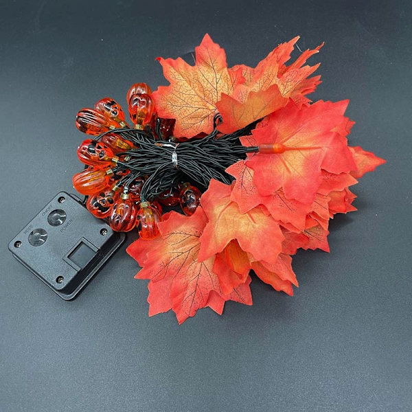 Solcells Halloween Pumpa Fe Lampor 8 Lägen, 7M 50 LED Utomhus M