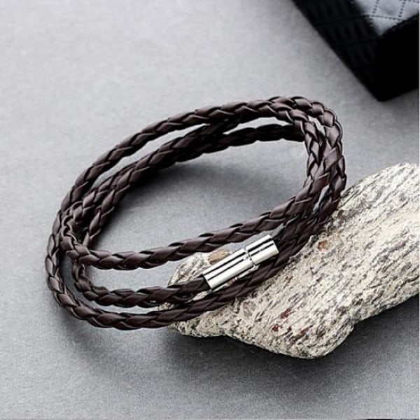 2-pack - Läderarmband - Svart