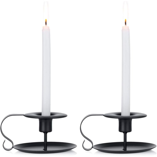 2 stk. Vintage smedejerns kegleformet lysestagehylde, Ch