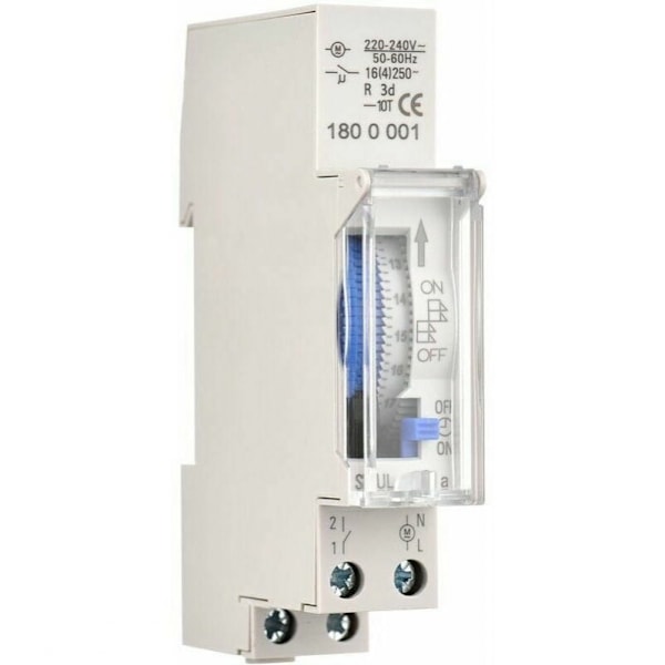 24-timers mekanisk timer 15 min timer skinnemontering innebygd batteri