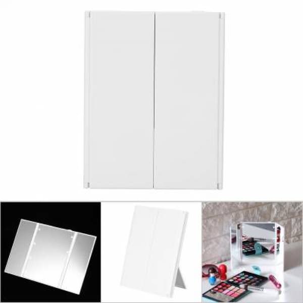 (Hvit) 1 stk 8 LED trefoldet bordplate sminkeforfengelighet M