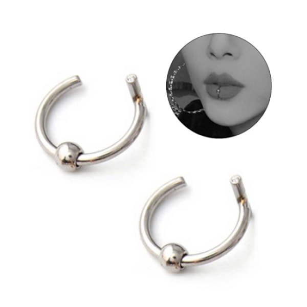 2-pack falska läppringar utan hål falska piercingar silver silver