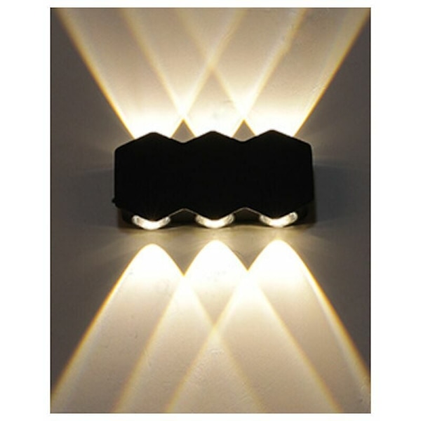 6 LED musta ulkoseinävalaisin sisä- ja ulkotiloihin LED vedenpitävä W