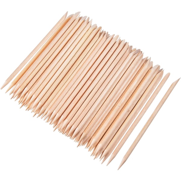 100 stykker oransje trepinner Nail Cuticle Stick for Push Remove