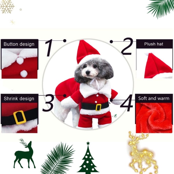 Hund og kat julemandskostume, jule kæledyrstøj sød julemand