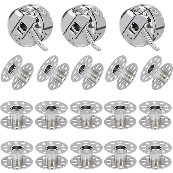 Set med 18,3 delar symaskinspolefodral, 15 delar metallspolar