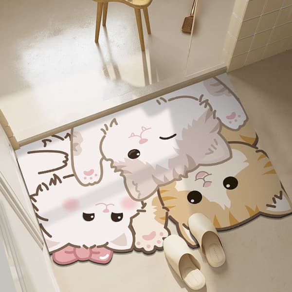 Katter som tävlar om gunst 50 * 80 cm diatoméjord badabsorbent