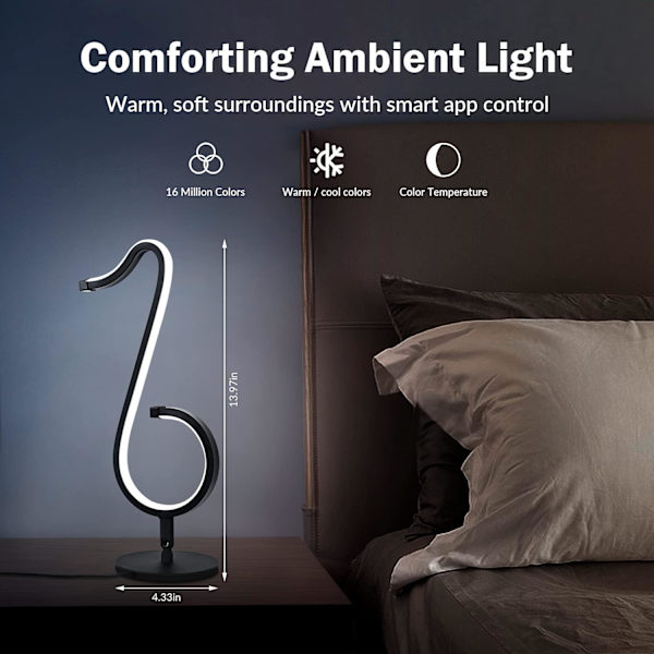 LED-sengelampe, farverig USB-nattelys, dæmpbar RGB-bordlampe