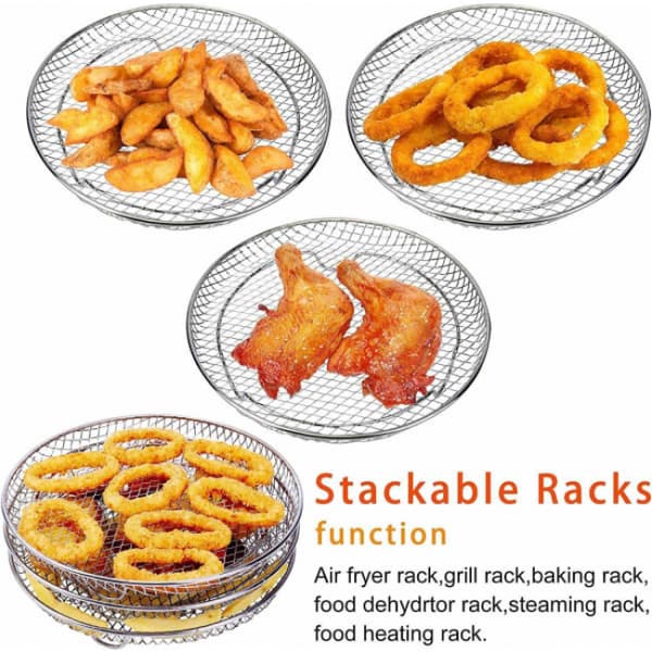 3 stk. Airfryer-kurv i rustfrit stål