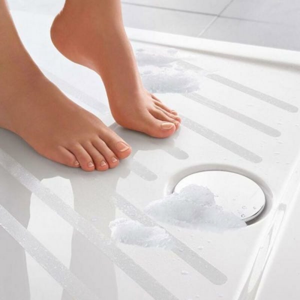 SHOWER SLIDE: 6 stk. transparente sklisikre striper for dusj og bad