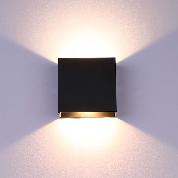 Svart vegglampe med dimmer, varmt hvitt, 12W, berøringsvegglampe