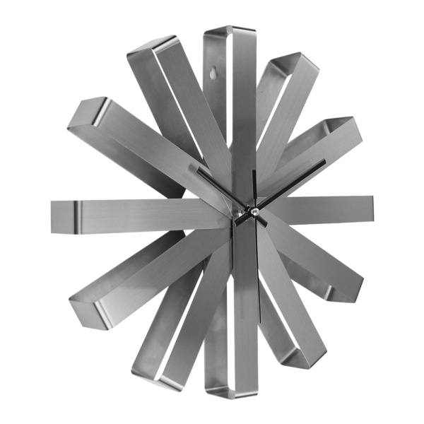 Silver, 30 * 30 cm Silent Wall Clock Ribbon Rostfritt stål Creati