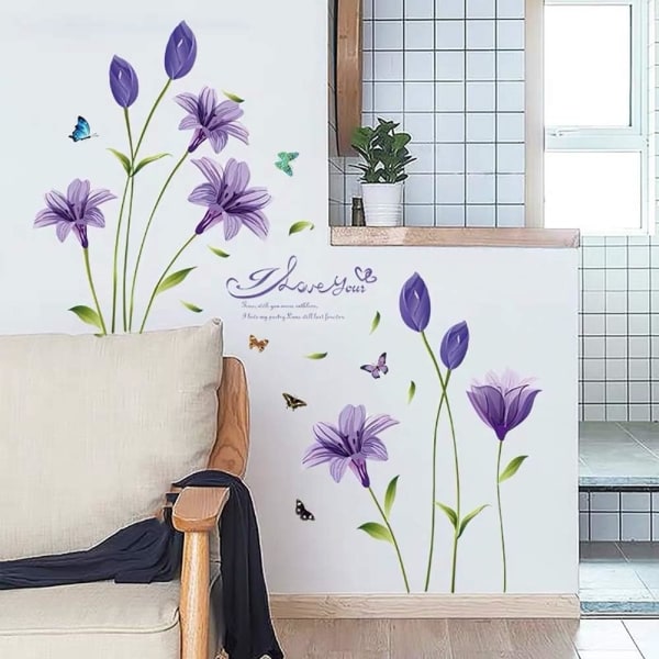 FLEURS de LYS seinätarrat violetissa (160x85 cm) I kukka lilja pla