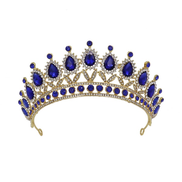 (Blå) Dronning Krone Smykker Uten Kam Rhinestone Bryllup Krone