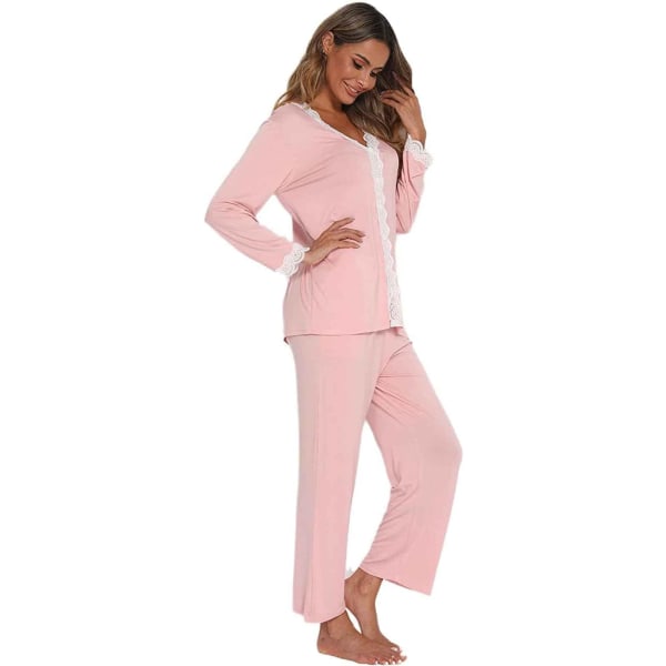 2-delt Modal Bomull Pyjamassett med Lang Arm for Kvinner og Jenter,