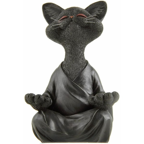 Meditasjonsstatue Kattestatue Zen Yoga Dekorasjon Figur Resin Med