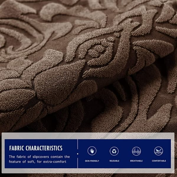 Mørk kaffefarge, sofaovertrekk, 3-seters jacquard damask sofa co