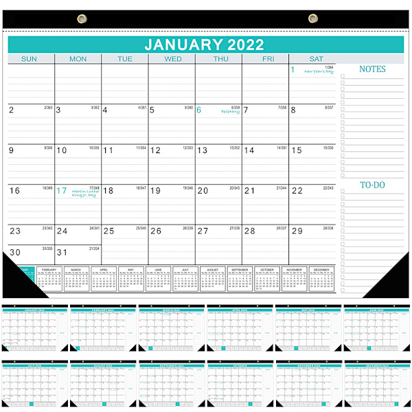 Januar 2022 til juni 2023 Blå Klassisk Engelsk Kalender Europæisk