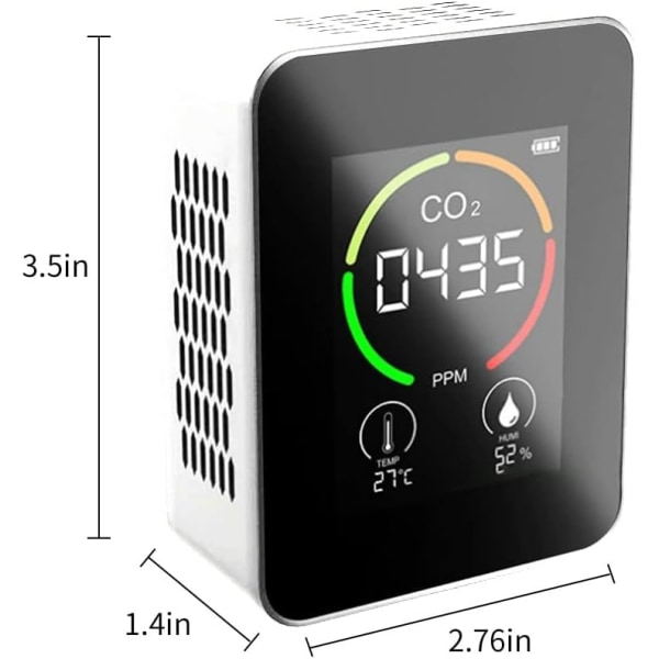 CO2 Detektor Monitor, CO2 Kuldioxid Luftkvalitetssensor, Luft